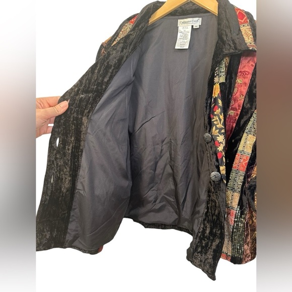 Vintage Coldwater Creek Jacket Patchwork Velvet Floral Metallic Sequins | Medium - Picture 4 of 8